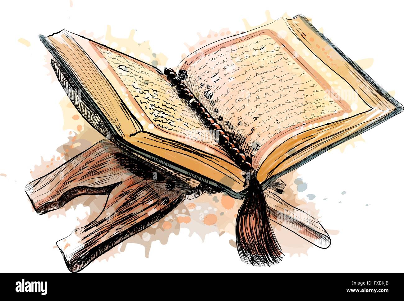 Libro sacro del Corano mano bozzetto Immagine e Vettoriale - Alamy