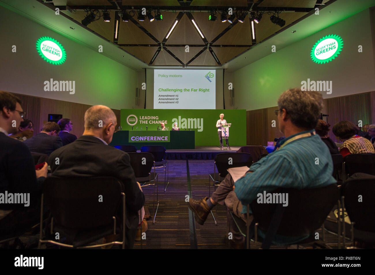 Glasgow, Scotland, Regno Unito. Xx oct, 2018. Scottish Partito Verde Conferenza Nazionale 2018. Votazione e risoluzioni che avvengono durante la conferenza. Credito: Colin Fisher/Alamy Live News Foto Stock