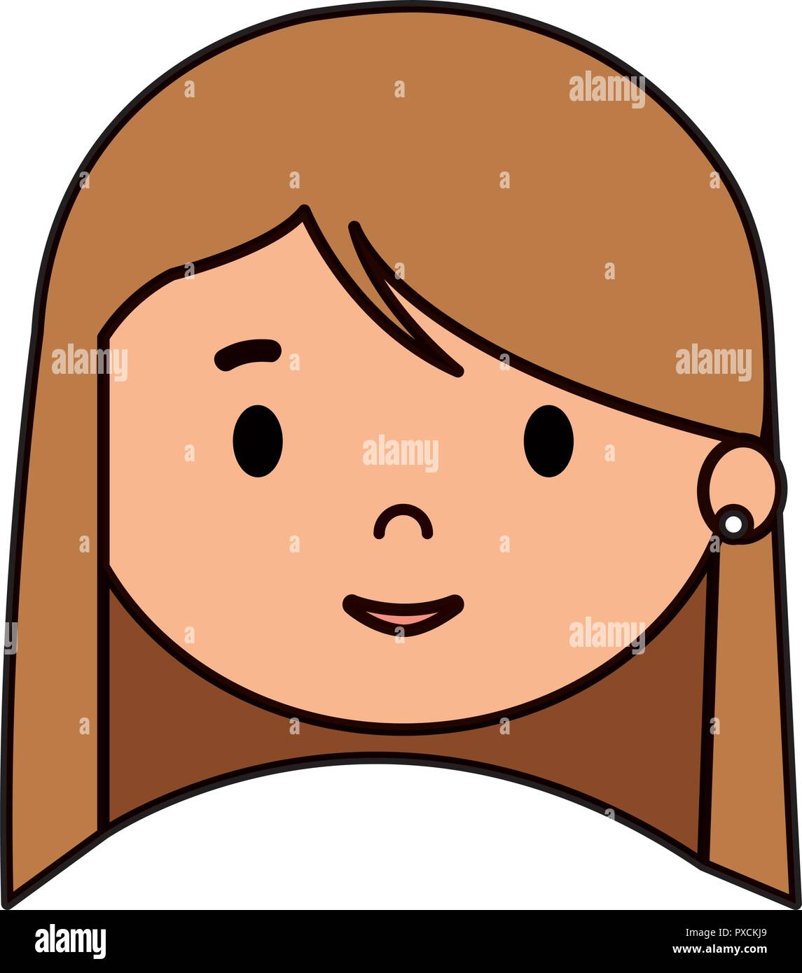 Bellissima bambina carattere testa illustrazione vettoriale design Illustrazione Vettoriale