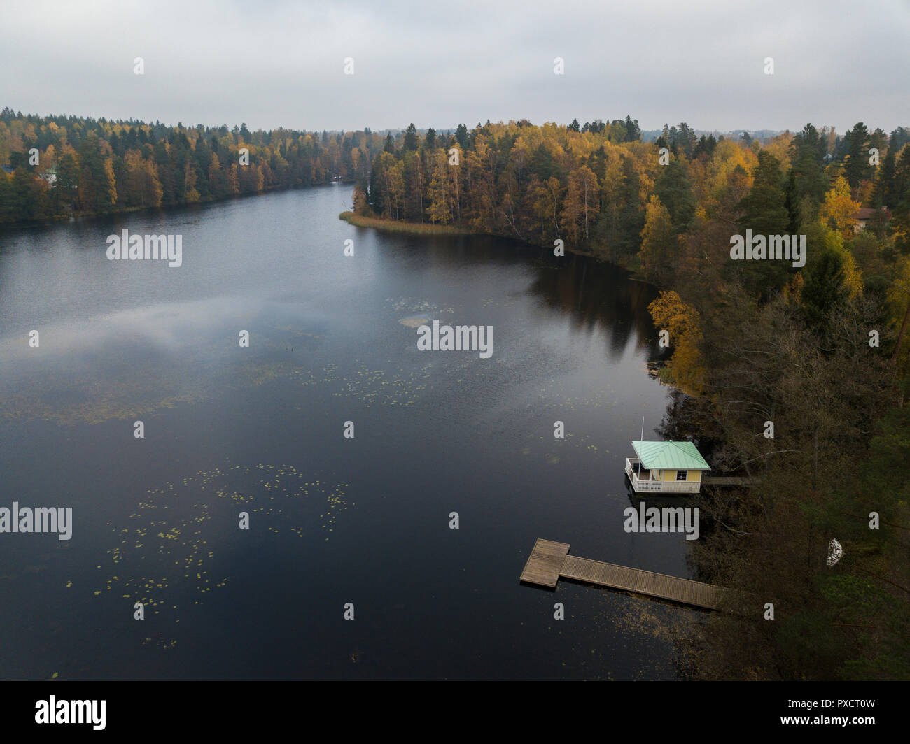 Lago Gallträsk in Kauniainen, Finlandia Foto Stock
