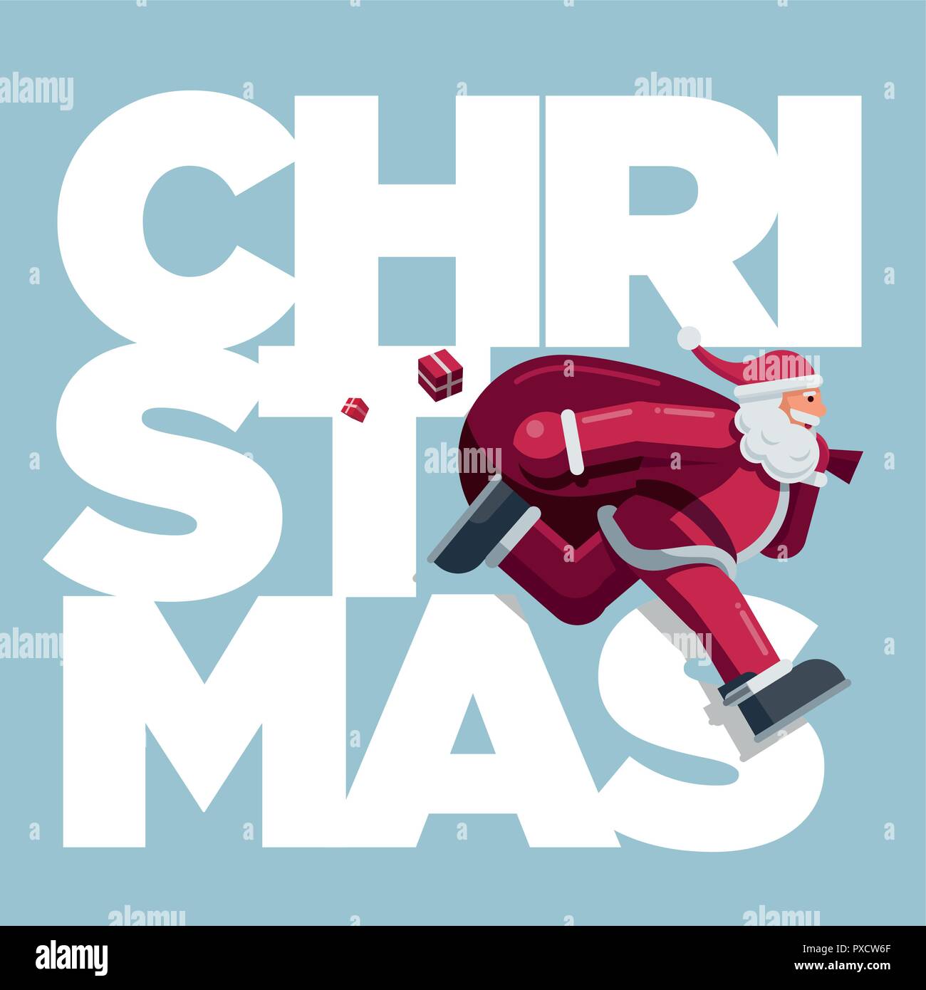 Vector design Natale con Babbo Natale illustrazione. Migliore per biglietto di auguri, invito o social media post Illustrazione Vettoriale
