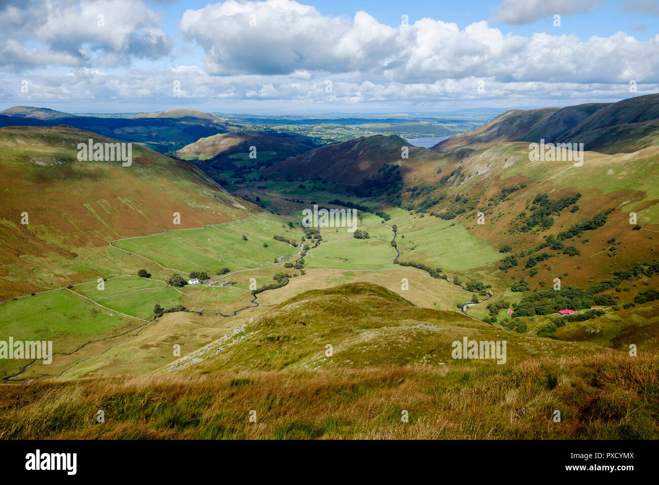 Valle Bannerdale dal NAB, Martindale, Ullswater, Lake District, Cumbria, Inghilterra Foto Stock