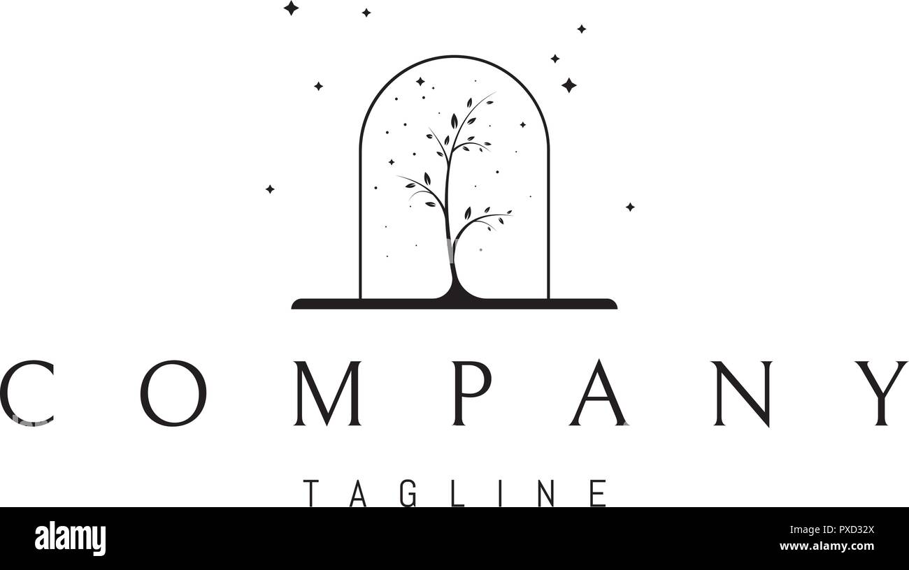 Albero sotto di proteggere il vettore immagine logo Illustrazione Vettoriale