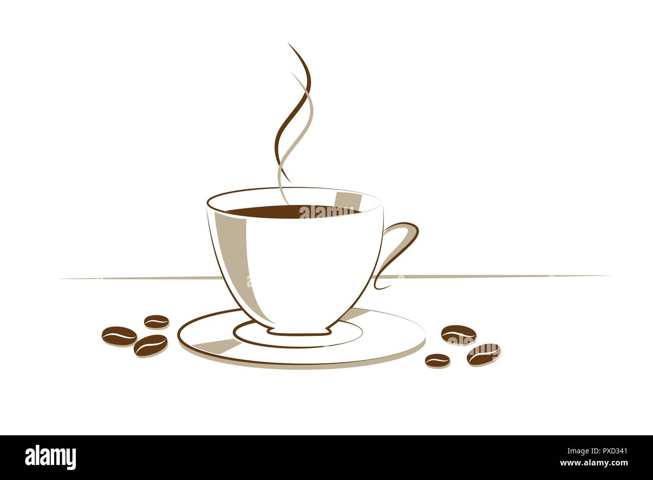 Tazza di caffè con i chicchi di caffè disegno illustrazione vettoriale  EPS10 Immagine e Vettoriale - Alamy