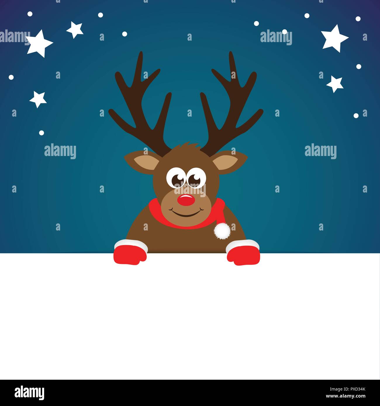 Simpatico cartoon di renne cartolina di Natale illustrazione vettoriale EPS10 Illustrazione Vettoriale