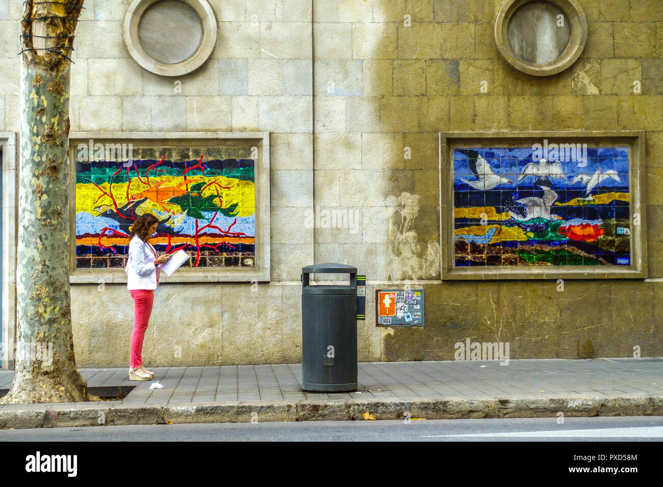Palma, Arte Ceramica sul Muro, Carrer de la Unió, Palma de Mallorca, Spagna Arte di strada Palma de Mallorca Foto Stock