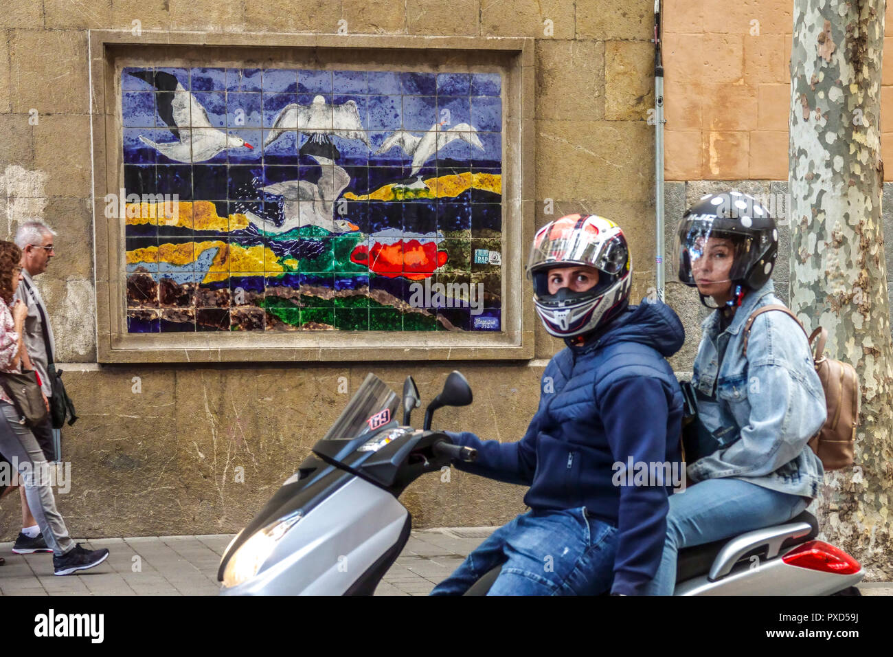 Palma Street Ceramic Art on the Wall, Carrer de la Unió, Palma de Mallorca Street art Spagna Foto Stock