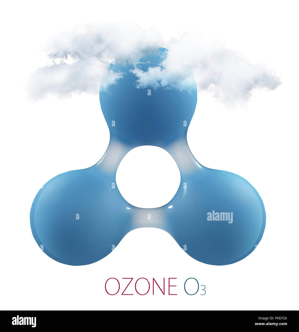 O3 ozono 3d molecola isolata su bianco. Foto Stock