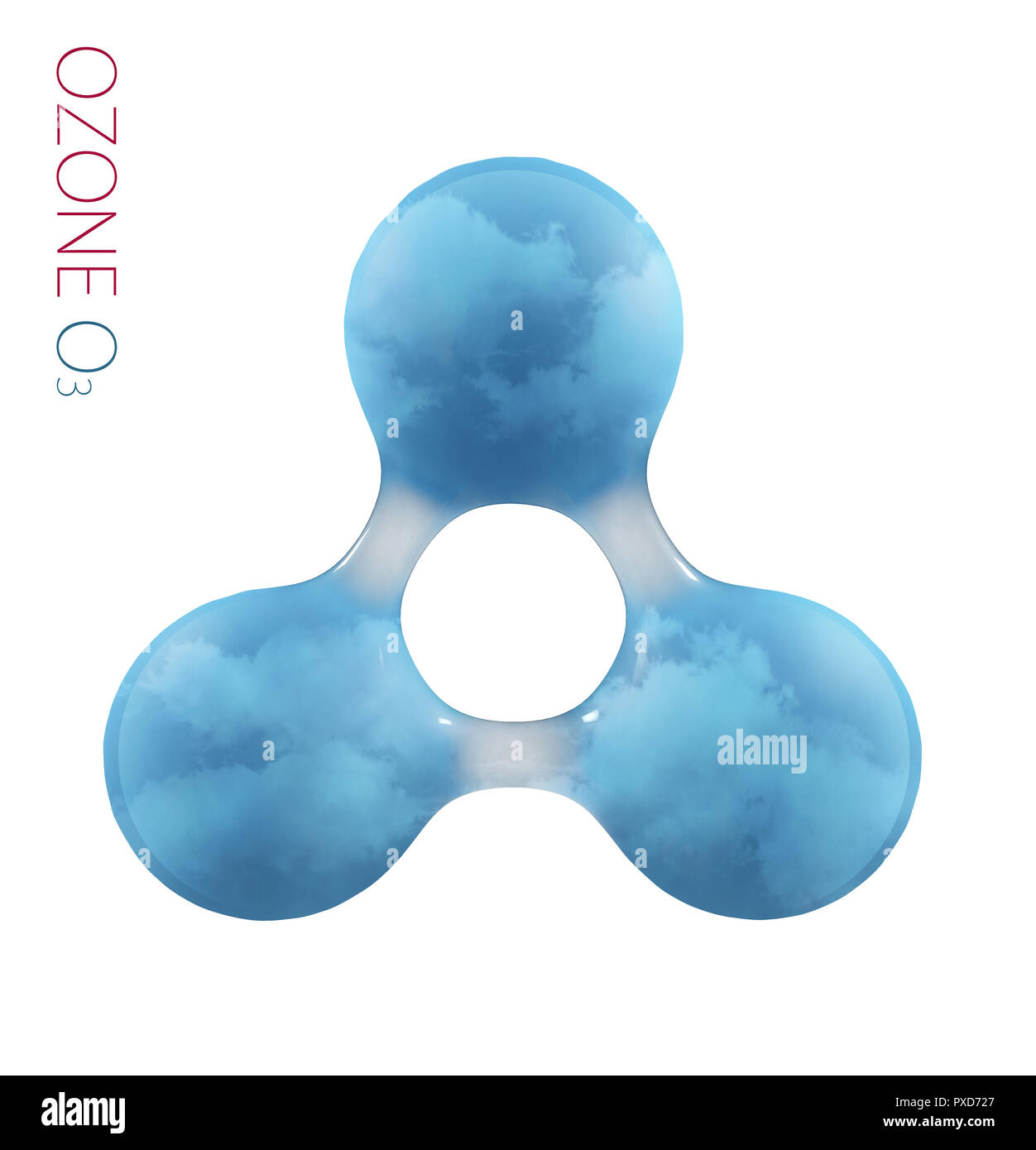 O3 ozono 3d molecola isolata su bianco. Foto Stock