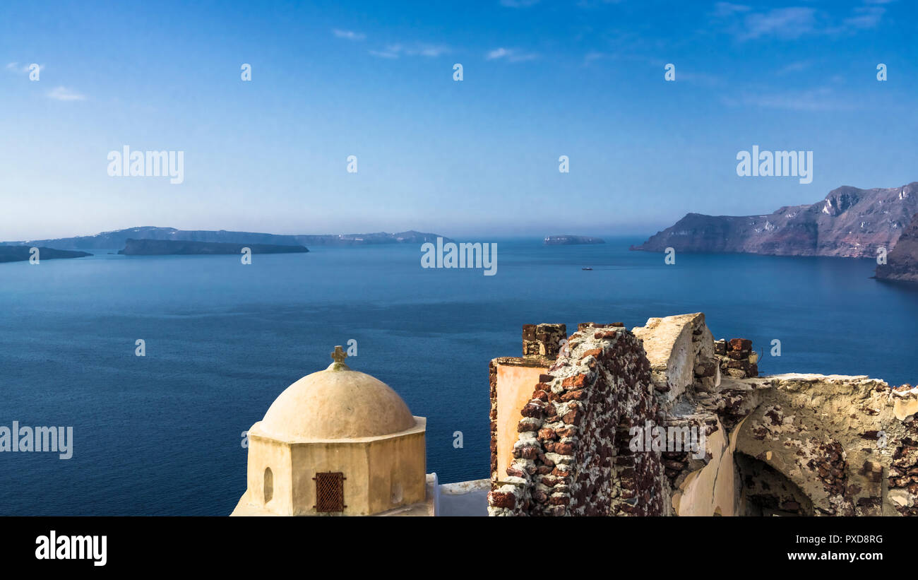 Antiche rovine sull isola di Santorini Foto Stock