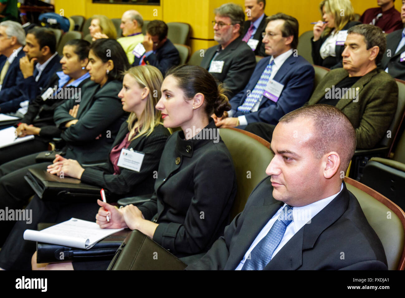 Miami Florida,Coral Gables,University of Miami,Global business,Forum,Global economyFinancial crisis,credit crunch,leadership,strategie innovative,pre Foto Stock