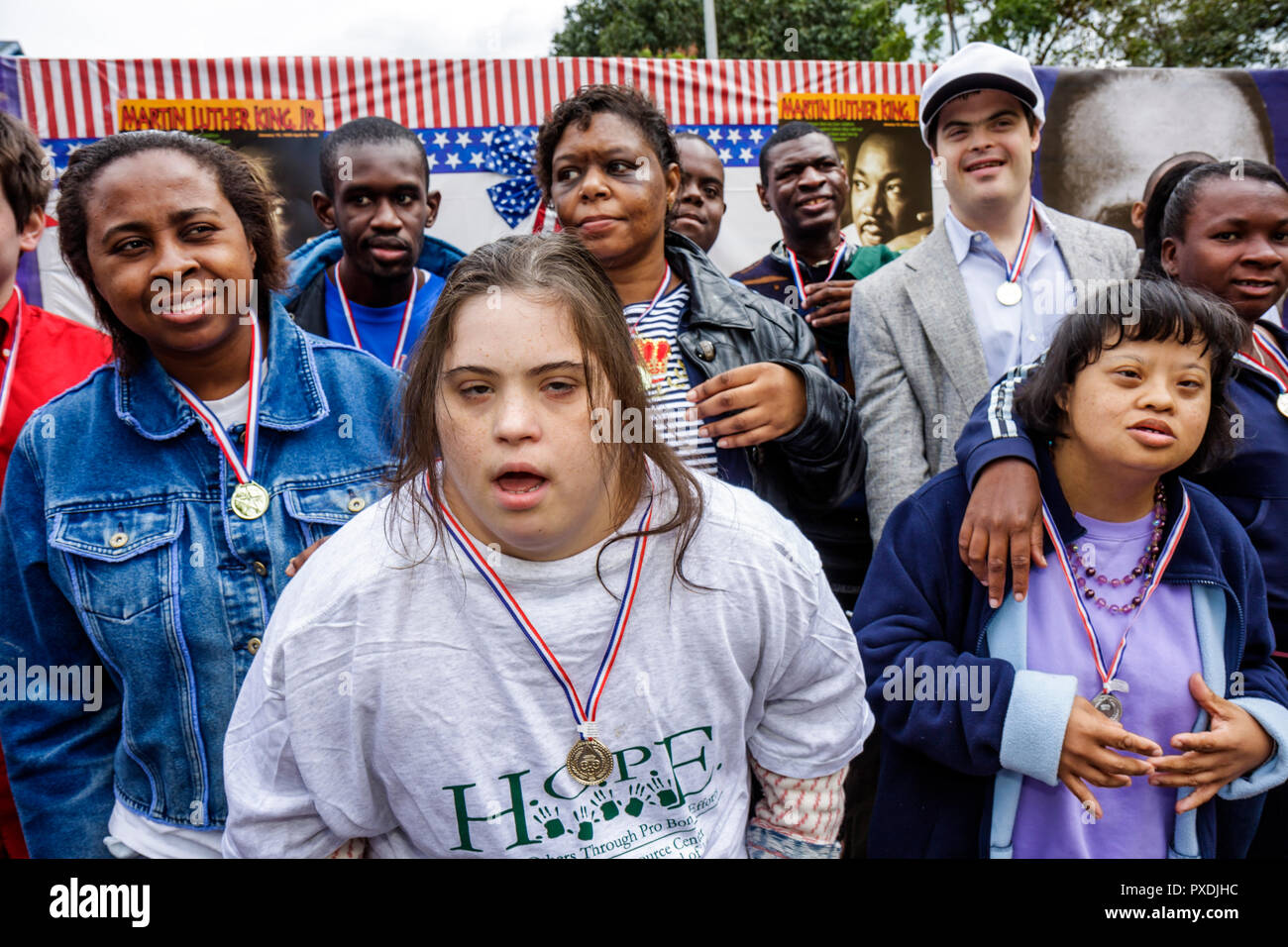 Miami Florida,Association for Development of Exceptional,ADE,MLK Day Carnival,develmentally disabled,mental,mental,physical,down's Synd Foto Stock