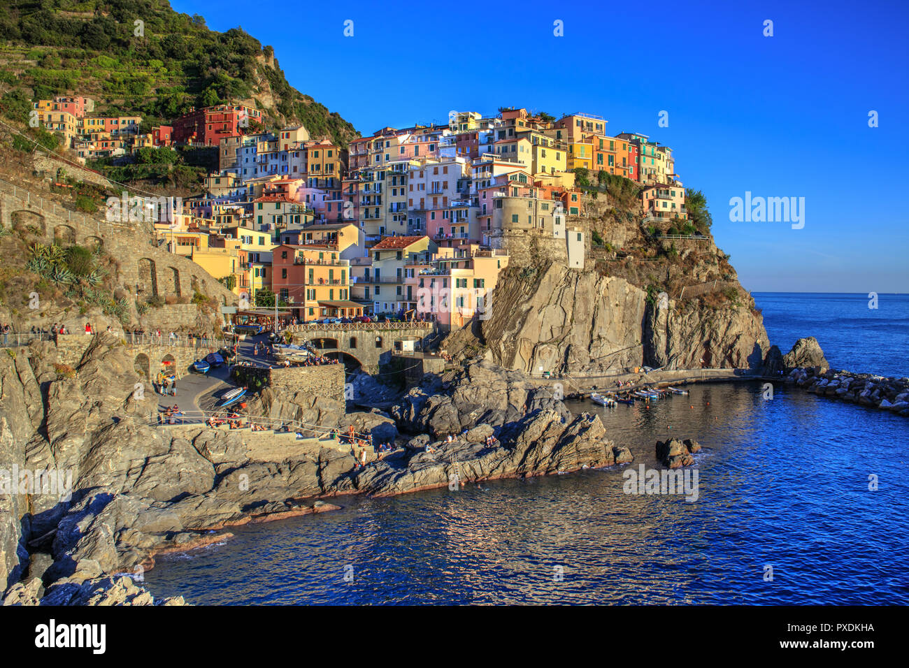 Villaggio di pescatori di Manarola (cinque Terre, Italia) Foto Stock