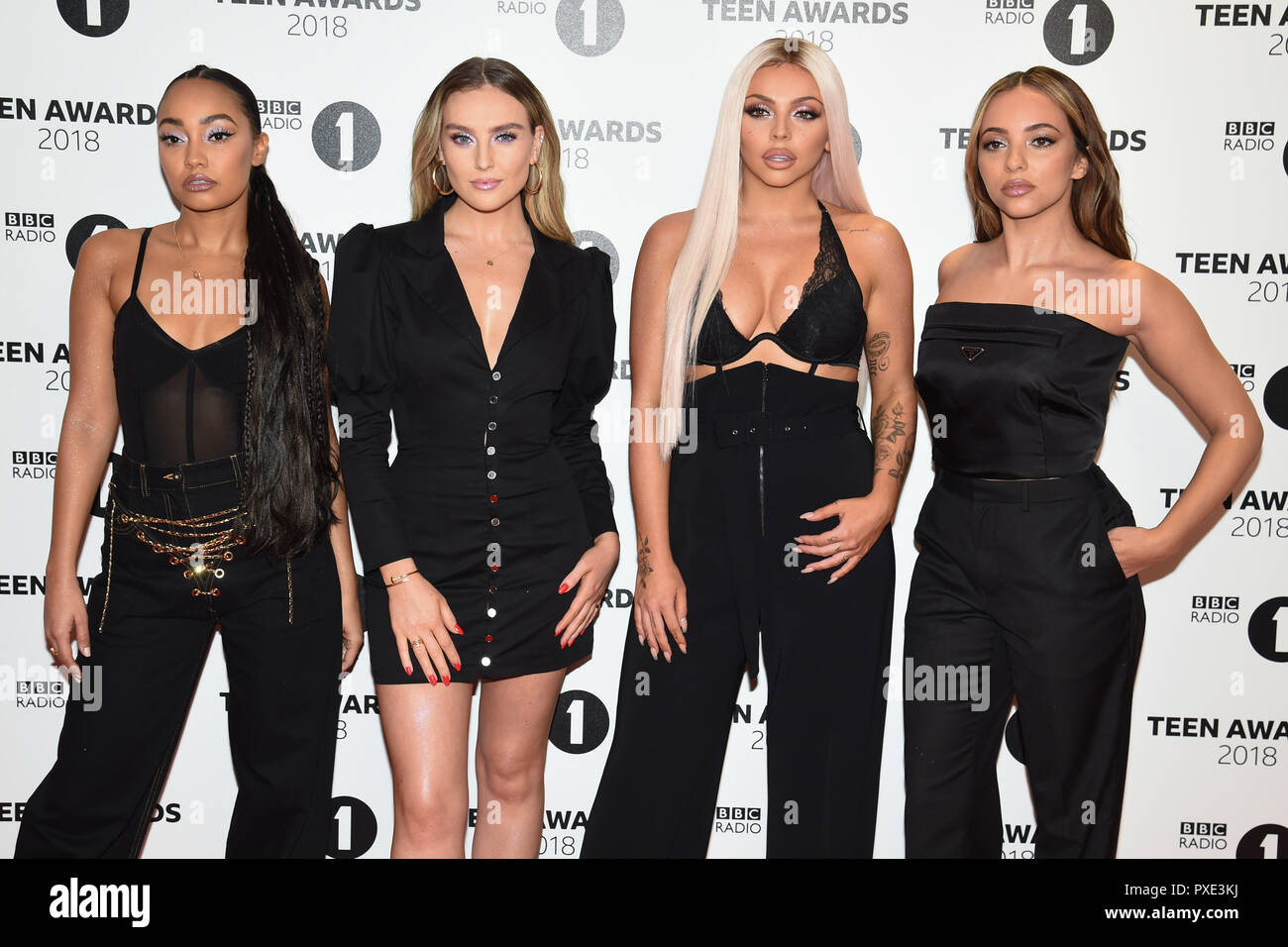 Londra, Regno Unito. Ottobre 21, 2018: Poco Mix - Leigh-Anne Pinnock, Perrie Edwards, Jesy Nelson & Jade Thirlwall - a til BBC Radio 1 Teen Awards 2018 allo Stadio di Wembley, Londra. Immagine: Steve Vas/Featureflash Credito: Paul Smith/Alamy Live News Foto Stock