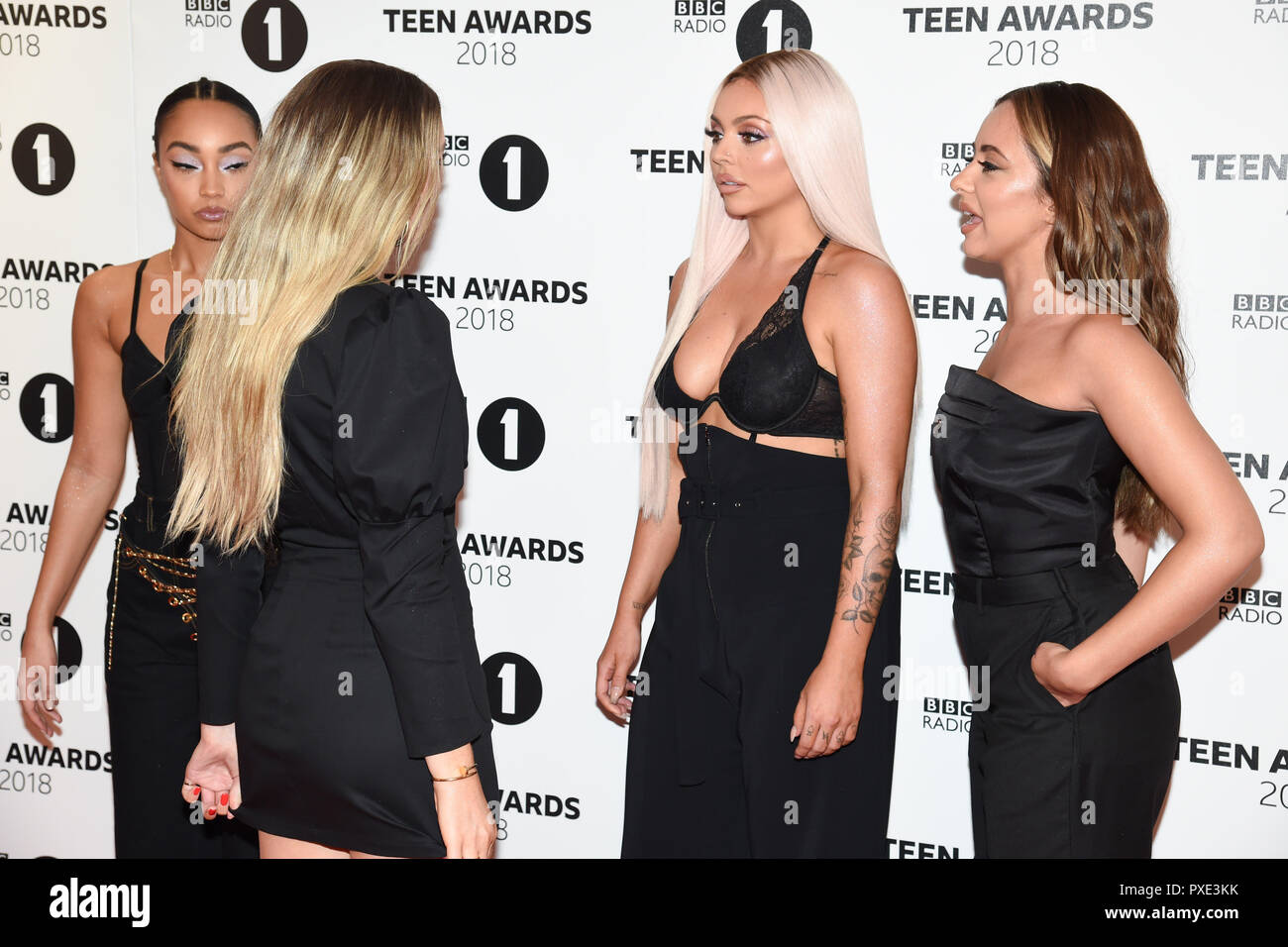 Londra, Regno Unito. Ottobre 21, 2018: Poco Mix - Leigh-Anne Pinnock, Perrie Edwards, Jesy Nelson & Jade Thirlwall - a til BBC Radio 1 Teen Awards 2018 allo Stadio di Wembley, Londra. Immagine: Steve Vas/Featureflash Credito: Paul Smith/Alamy Live News Foto Stock