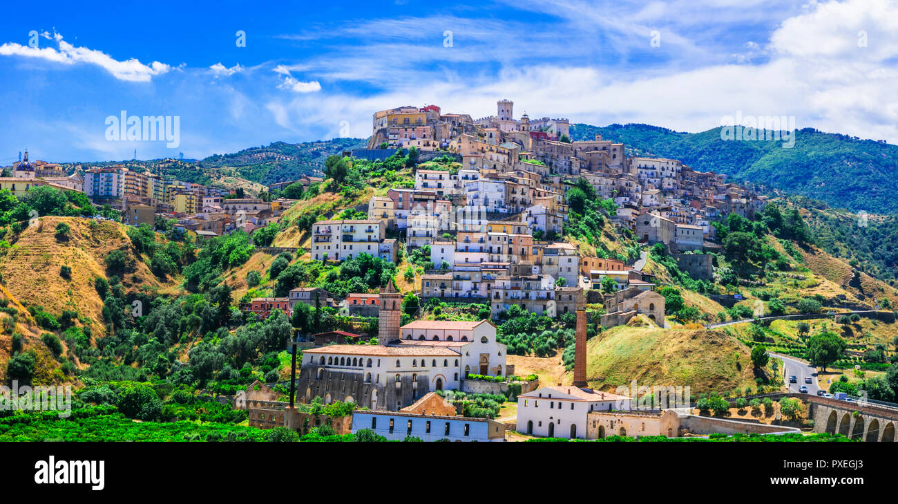 Bella Corigliano Calabro village,vista panoramica,Calabria,l'Italia. Foto Stock