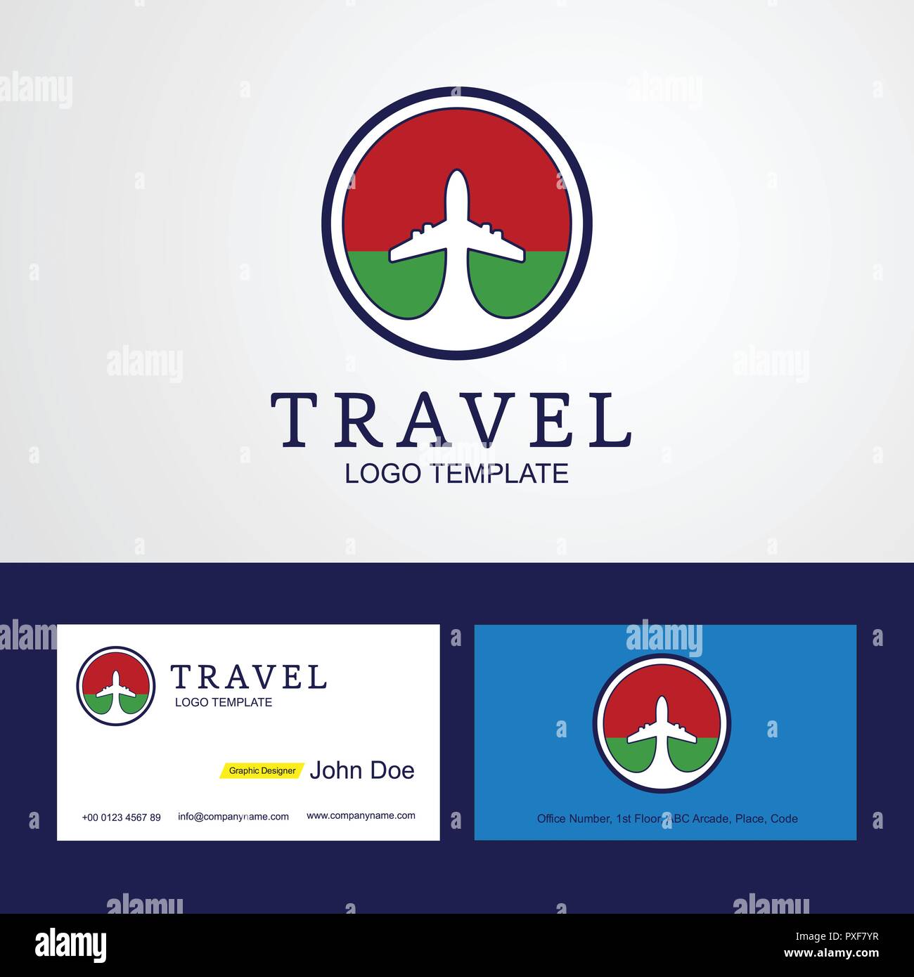 Il viaggio Bielorussia Creative Circle bandiera Logo e biglietto da visita di progettazione Illustrazione Vettoriale