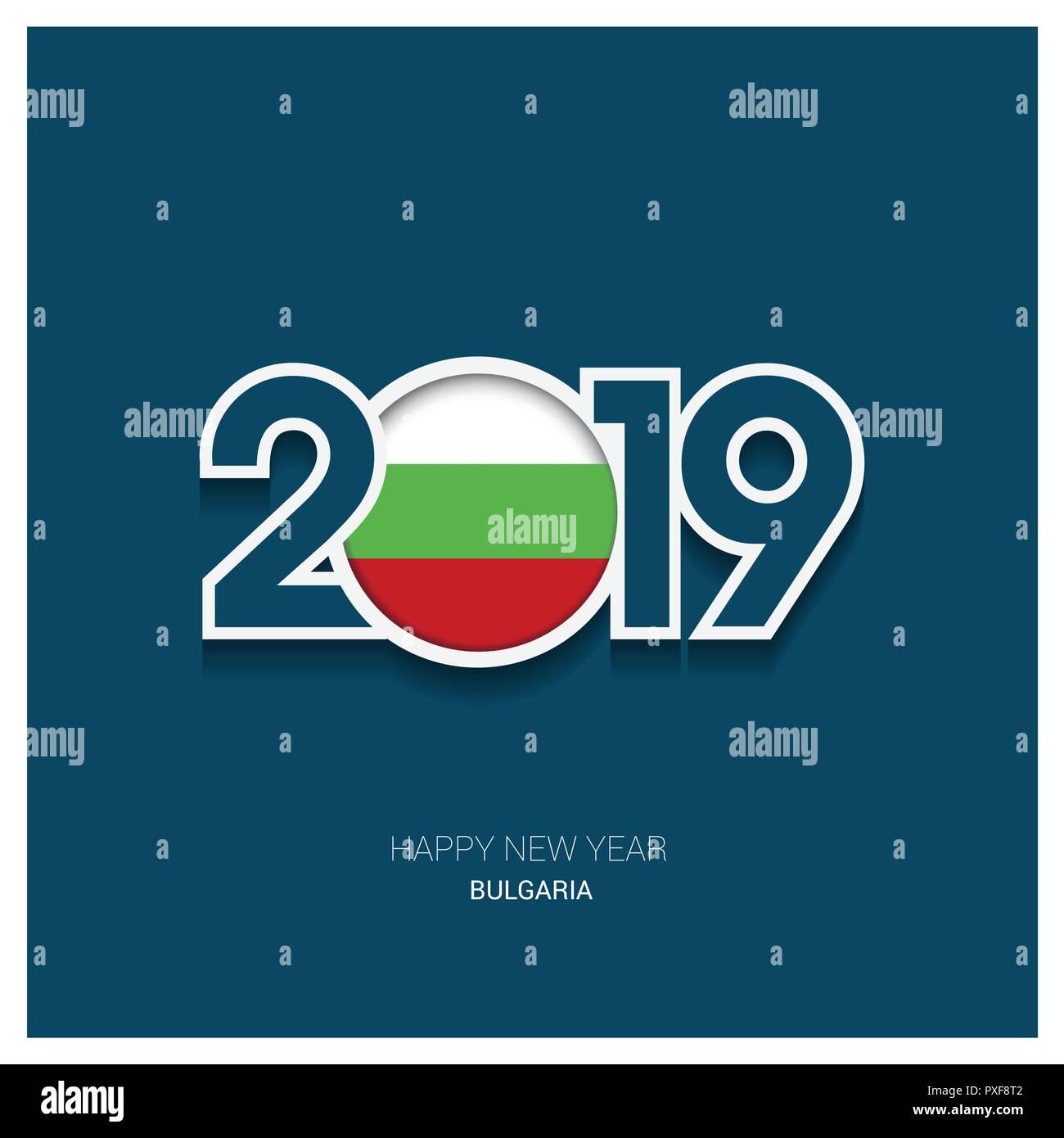 2019 Bulgaria Tipografia, Felice Anno Nuovo sfondo Illustrazione Vettoriale