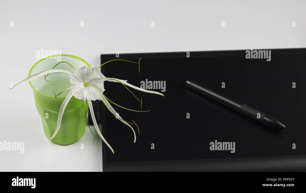 Tavoletta digitale collocato su un tavolo Foto Stock