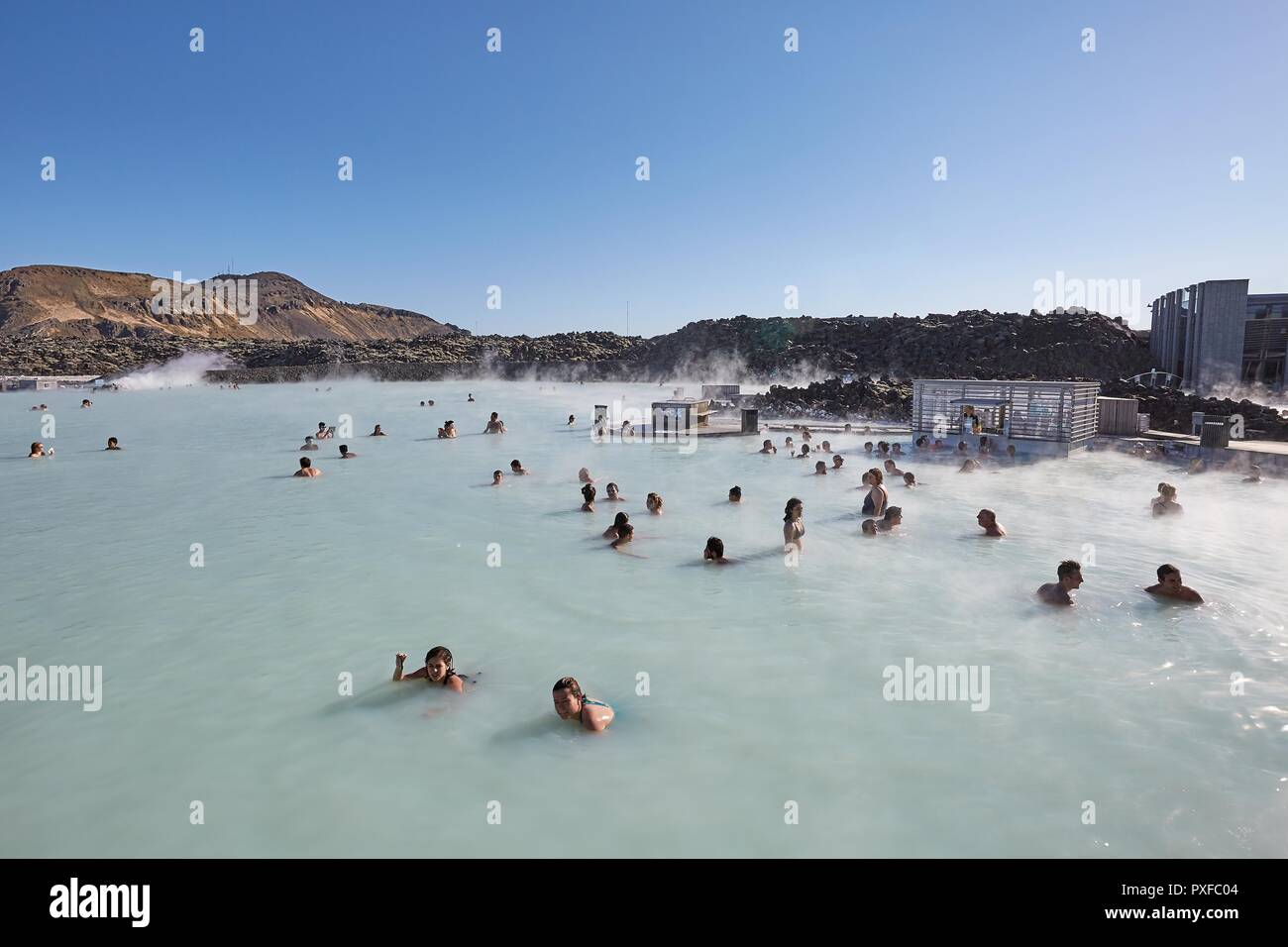 Piscina termale con acqua calda Foto Stock