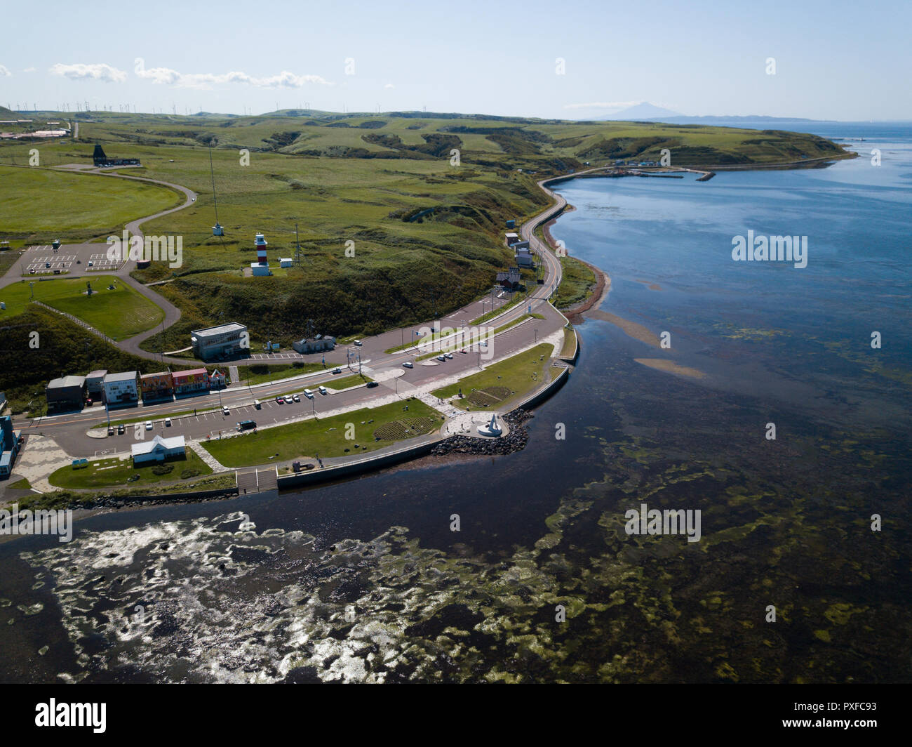 La fotografia aerea del capo di soia, Hokkaido, Giappone Foto Stock