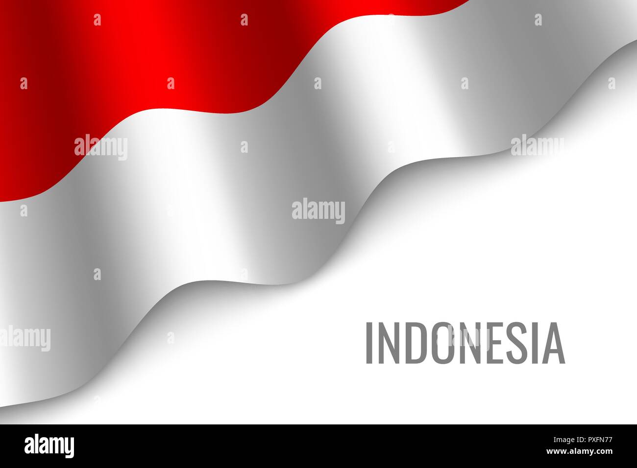 Sventola bandiera di Indonesia con copyspace. Modello per brochure. illustrazione vettoriale Illustrazione Vettoriale