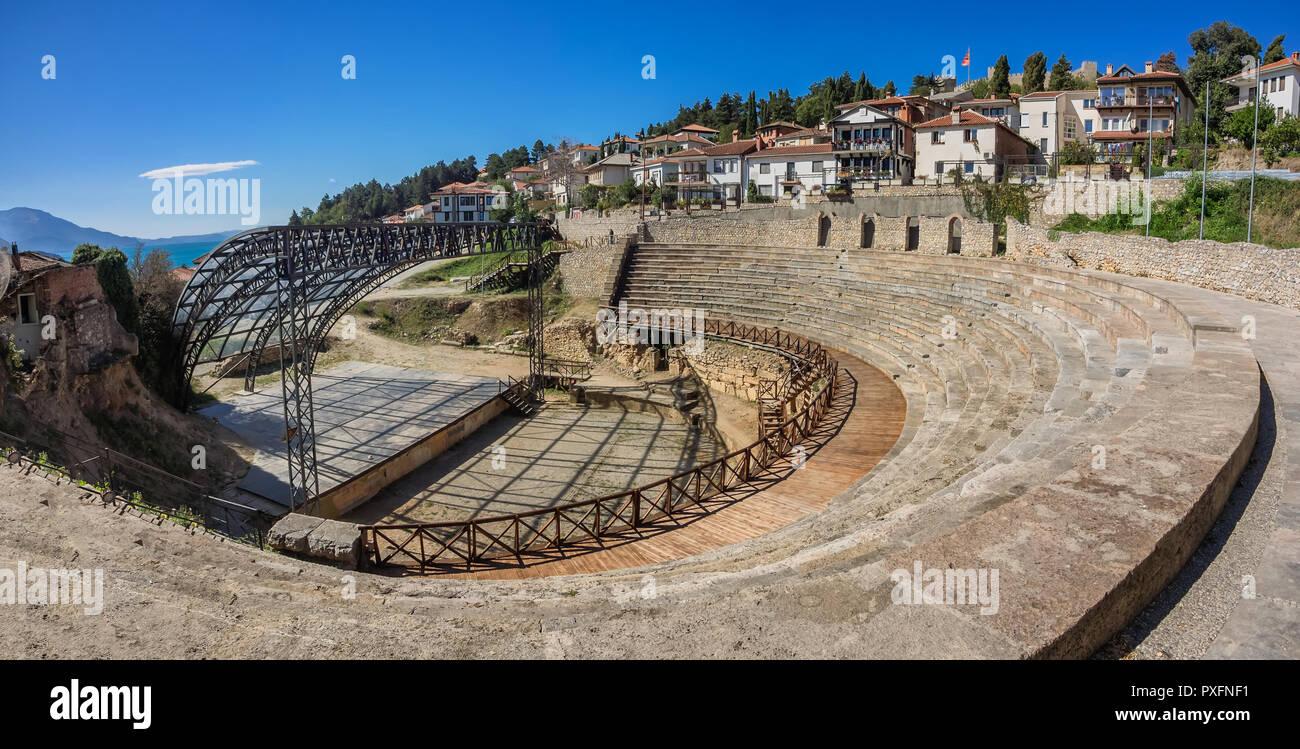 Antico Teatro romano a Ohrid Macedonia Foto Stock