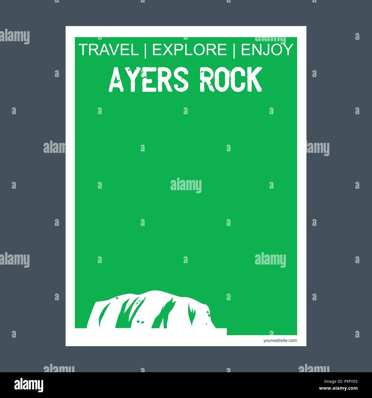 Ayers Rock, Australia monumento landmark brochure stile piatto e vettore di tipografia Illustrazione Vettoriale
