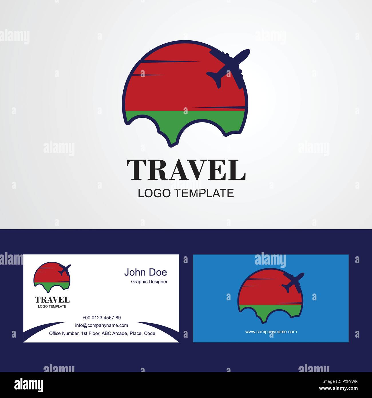 Il viaggio Bielorussia bandiera Logo e biglietto da visita Design Illustrazione Vettoriale