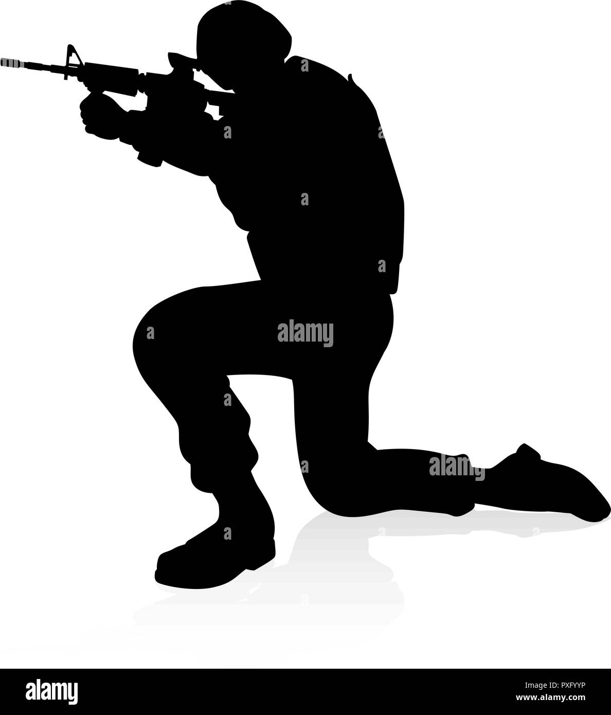 Soldato Silhouette dettagliata Illustrazione Vettoriale
