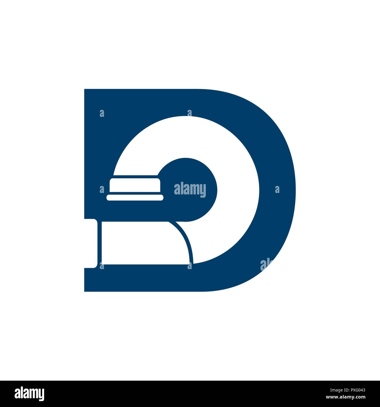 Lettera D Logo della tubazione elemento di design con colore blu Illustrazione Vettoriale