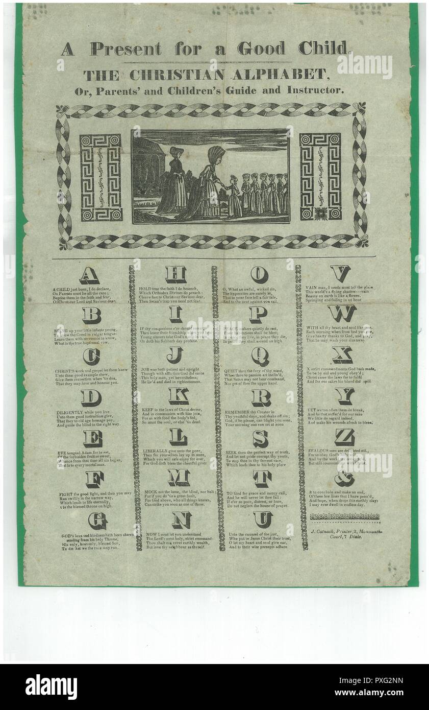 Un regalo per un bambino buono, l'Alfabeto cristiana circa 1825 Foto Stock