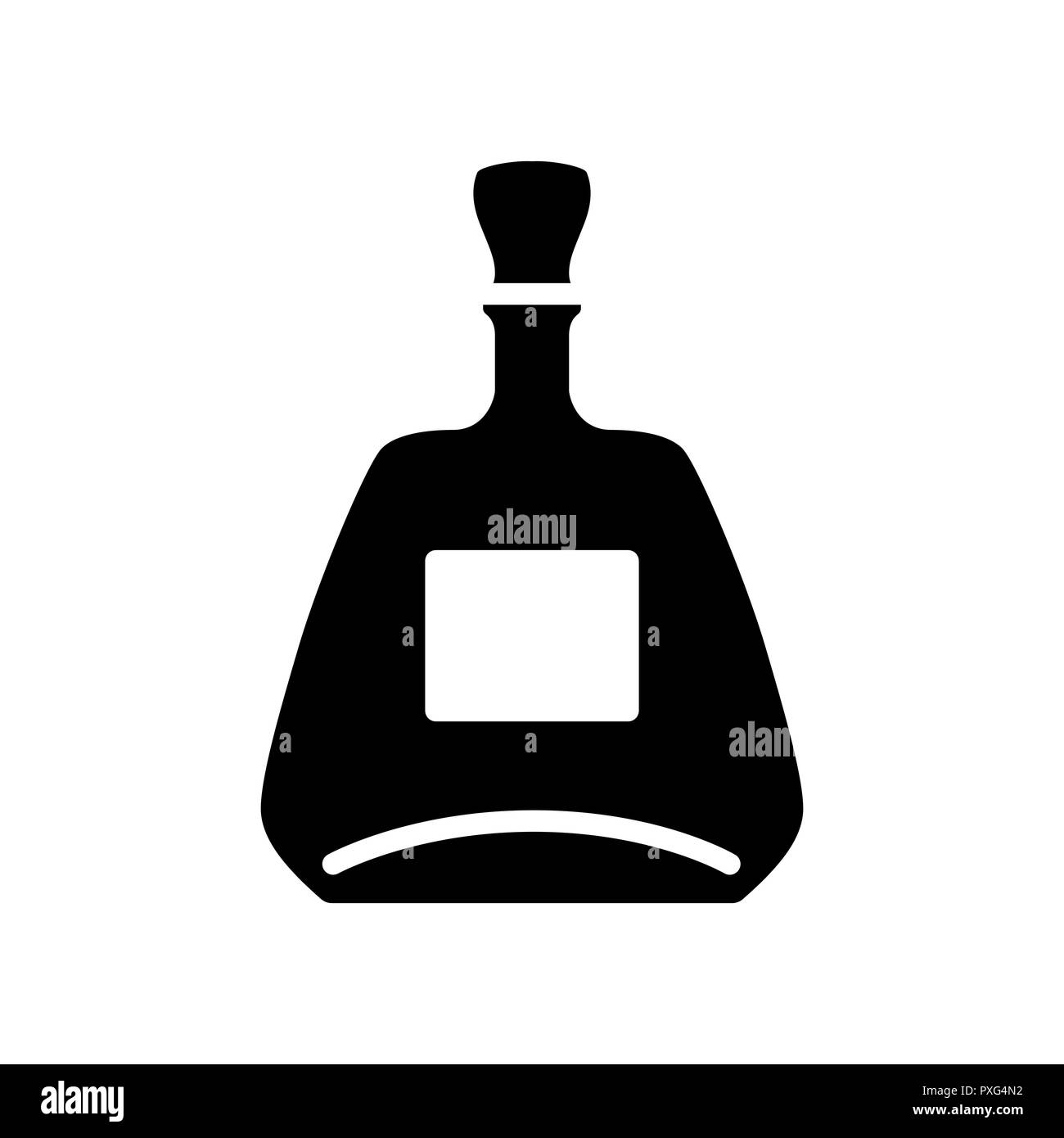 Bottiglia di alcool icona piatto semplice stile illustrazione vettoriale. Illustrazione Vettoriale