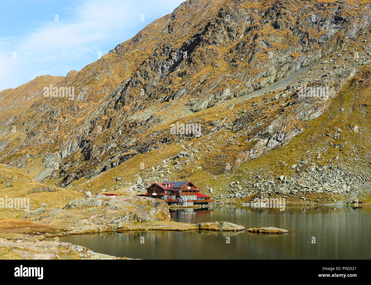 Il ghiacciaio lago Balea sulla strada Transfagarasan Foto Stock