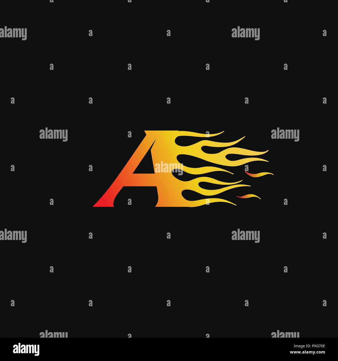 Lettera di una fiamma di fuoco logo del modello di progettazione Illustrazione Vettoriale