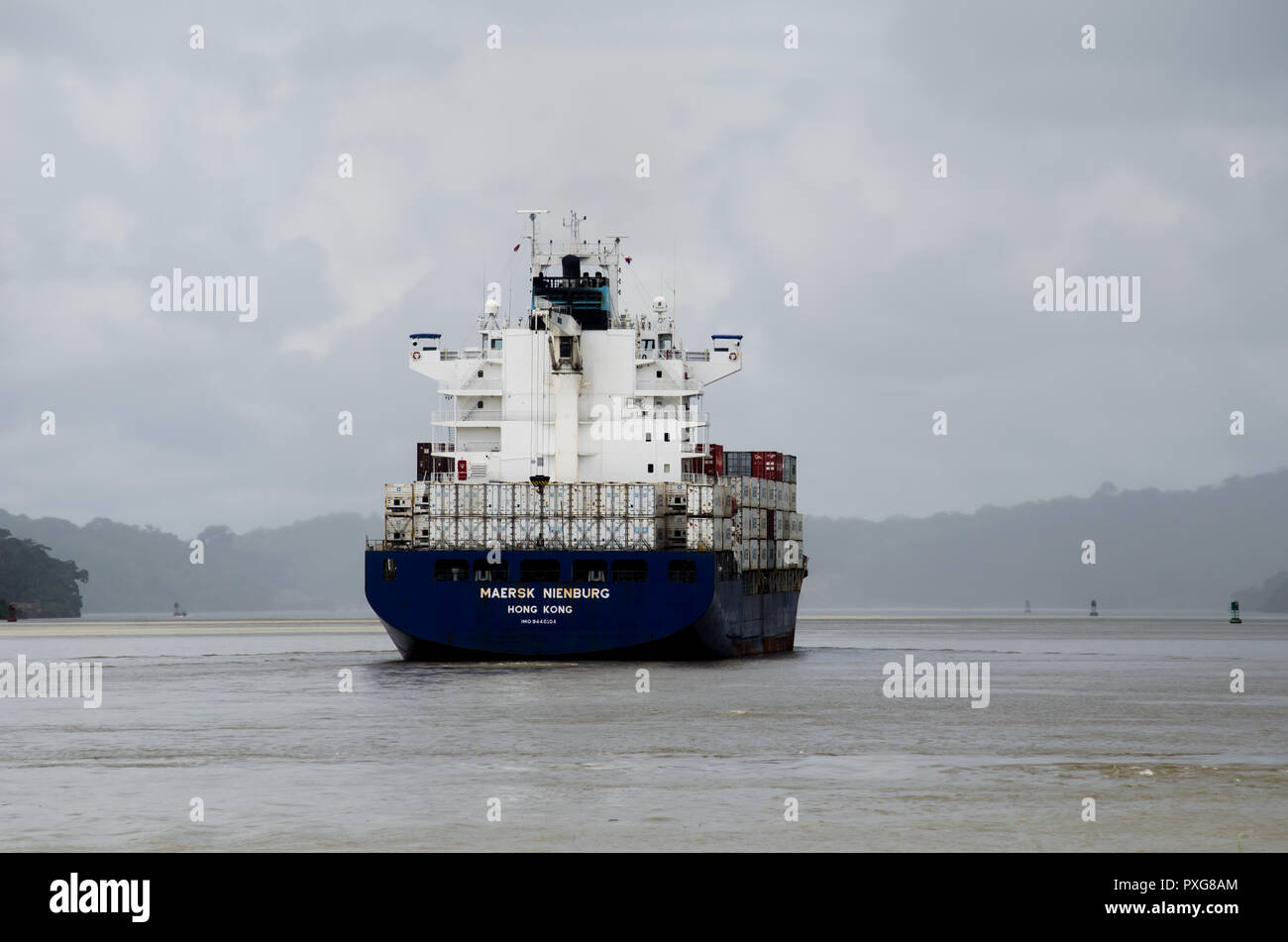 Nave Panama Canal Foto Stock