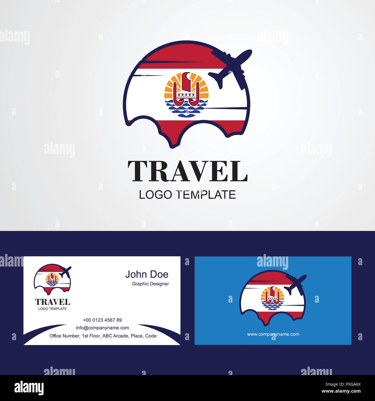 Viaggio Polinesia Francese Bandiera Logo E Biglietto Da Visita Design Immagine E Vettoriale Alamy