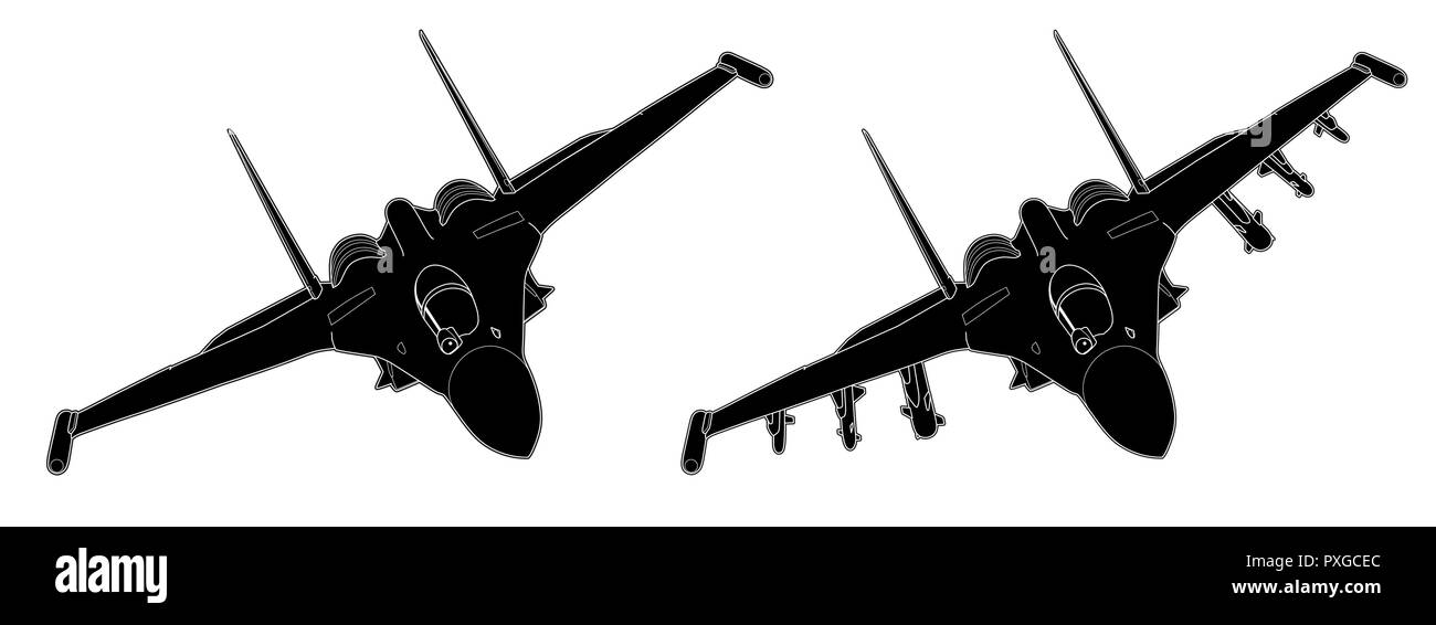 Tracciato di vettore di russo moderni jet da combattimento. Illustrazione Vettoriale