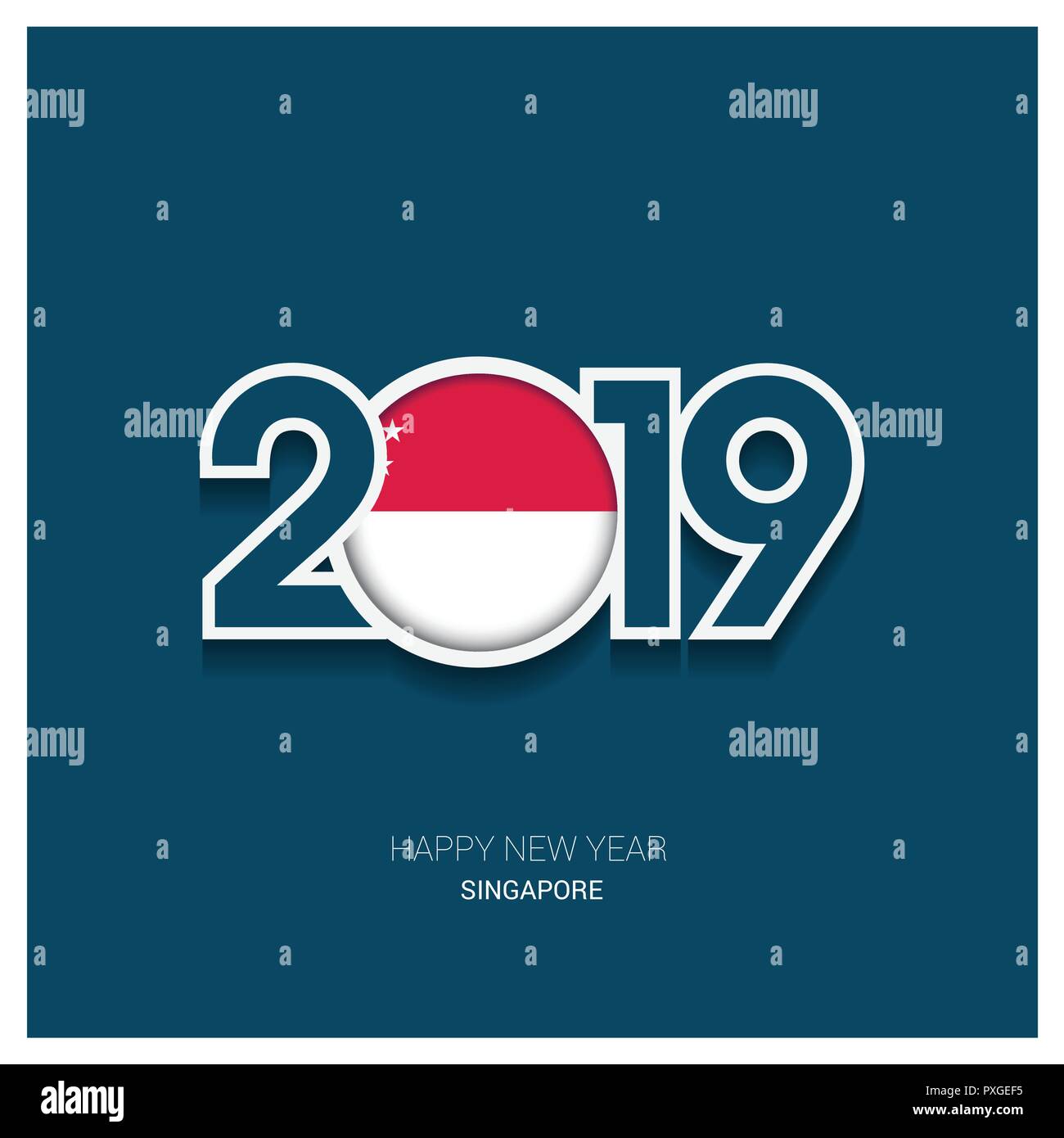 2019 Singapore Tipografia, Felice Anno Nuovo sfondo Illustrazione Vettoriale