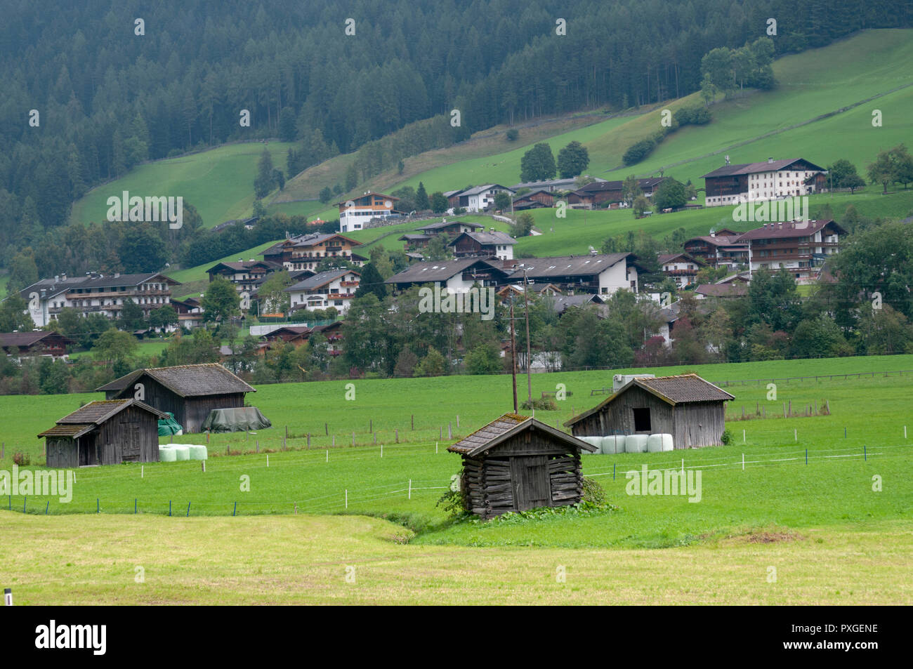 Neustift im Stubaital è un comune nel distretto Innsbruck-Land in stato austriaco del Tirolo. È il terzo comune più grande del Tirolo ho Foto Stock
