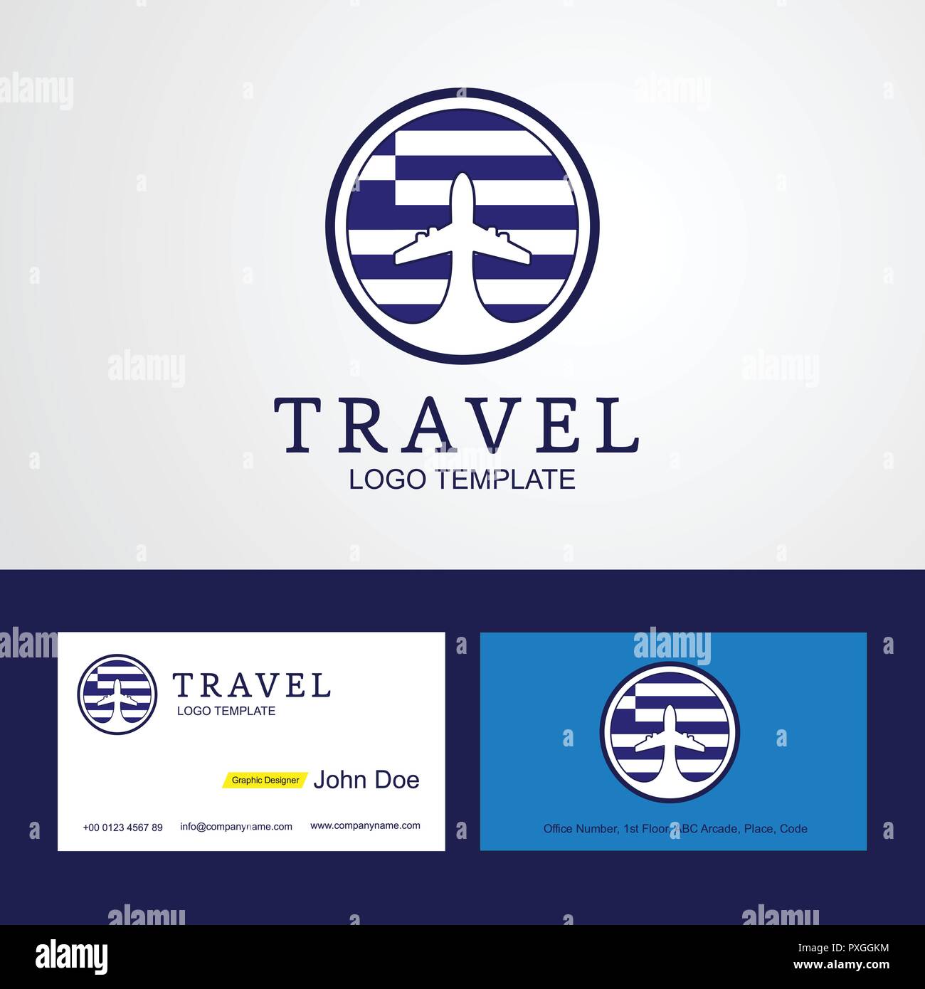 Viaggi Grecia Creative Circle bandiera Logo e biglietto da visita di progettazione Illustrazione Vettoriale