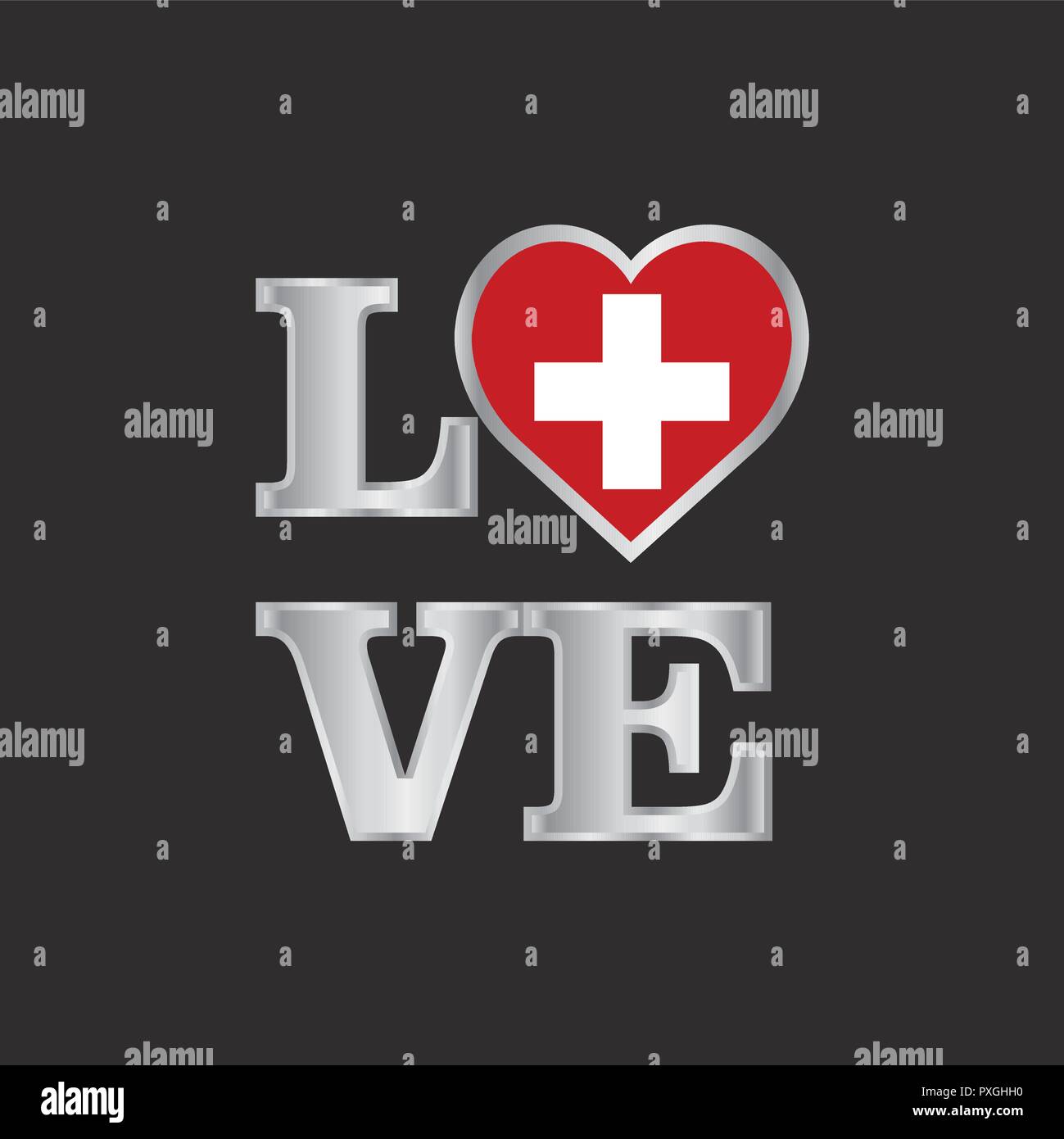 Love tipografia svizzera bandiera vettore design bellissimo scritte Illustrazione Vettoriale