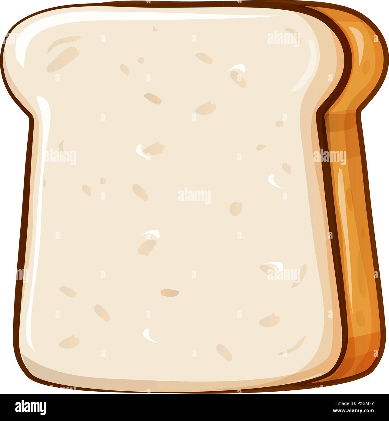 Pane fresco, toast per la prima colazione. Realizzato in stile cartoon. Illustrazione Vettoriale