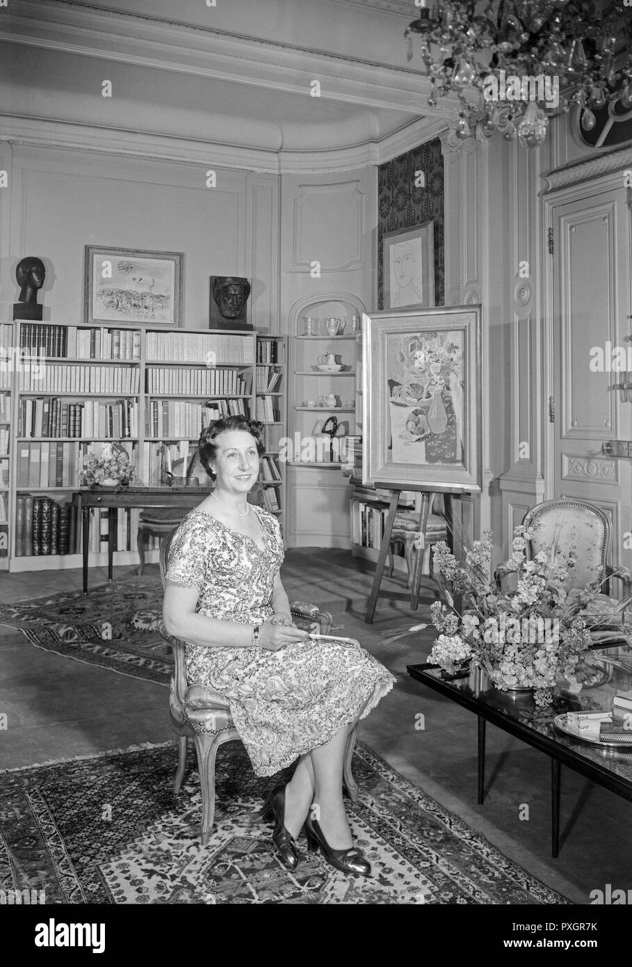 Michelle Auriol , nato a Michelle Aucouturier il 5 marzo 1896 a Carmaux ( Tarn ) e morì il 21 gennaio , 1979 nel 4 ° arrondissement di Parigi , era la moglie di Vincent Auriol , sedicesimo presidente della Repubblica francese, primo presidente della Quarta Repubblica di gennaio 16 , 1947 il 16 gennaio , 1954 . Foto prese all'interno del Elysees Palace a Parigi, Francia. Foto Stock