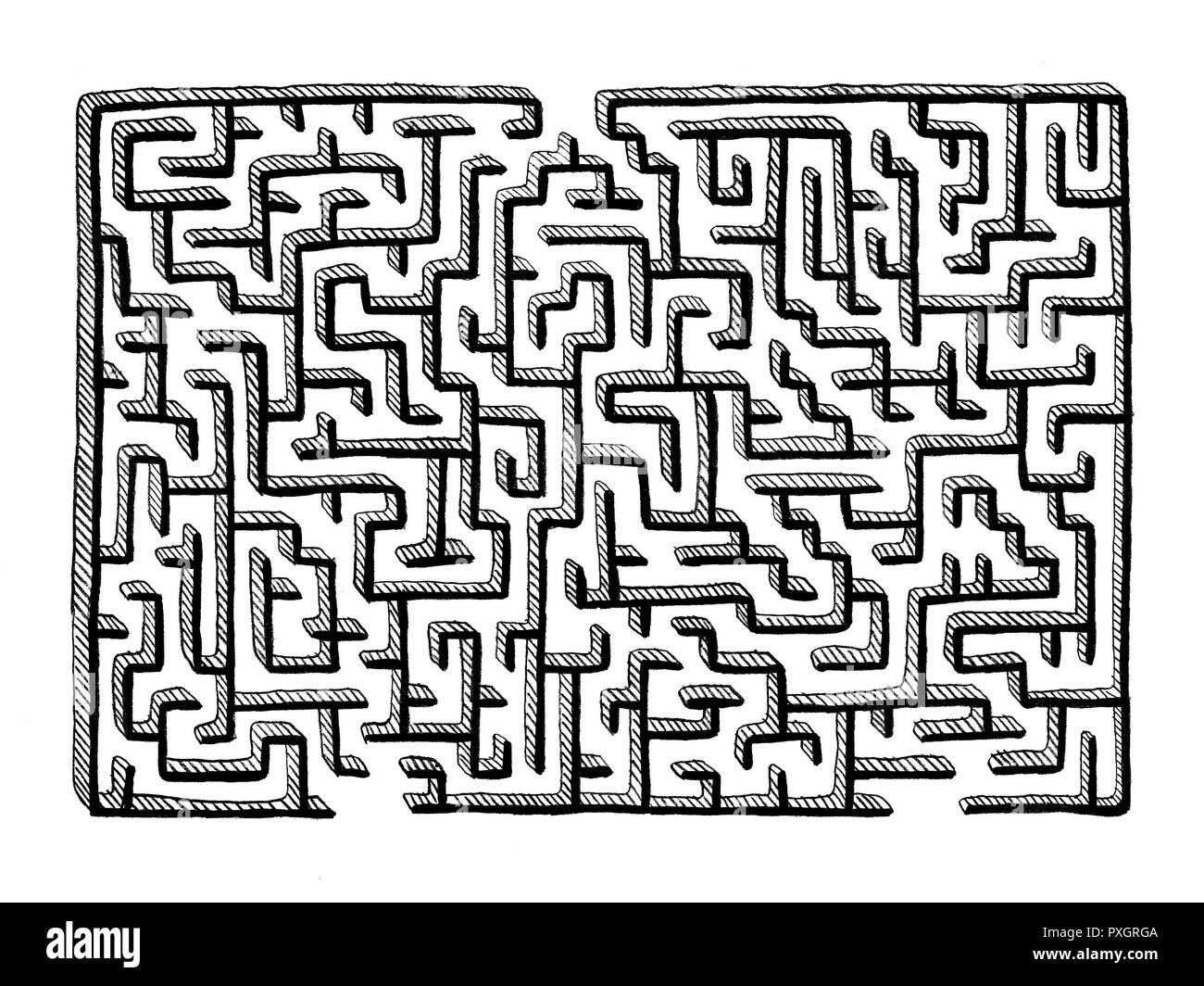Disegnata a mano labirinti labirinto isolato su sfondo bianco Foto Stock