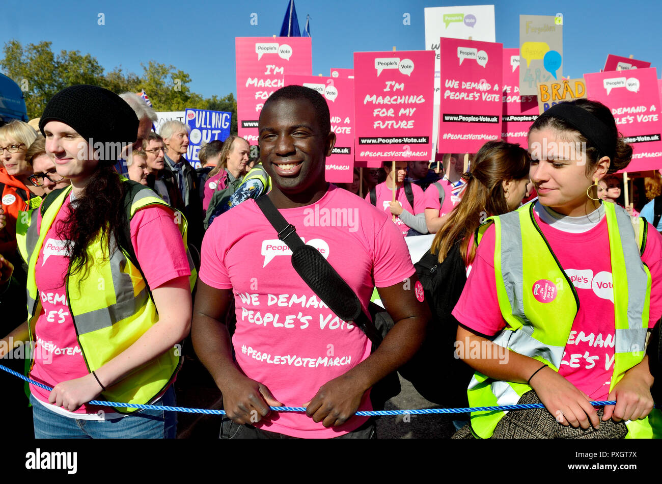 Femi Oluwole (anti-Brexit diruttori) al voto popolare Marzo a sostegno di un secondo referendum Brexit, Londra, 20 Ottobre 2018 Foto Stock