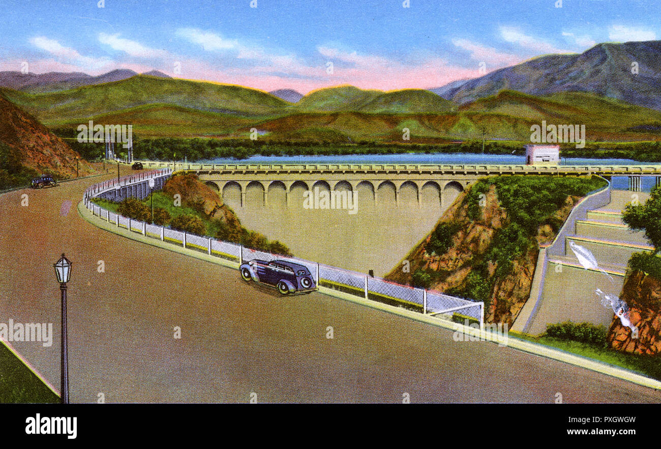 Pasadena, California, Stati Uniti d'America - Devil's Gate Dam, Arroyo Seco data: 1946 Foto Stock