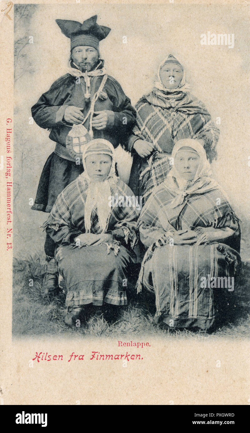 Una famiglia dei Sami di Finnmark, Norvegia Foto Stock