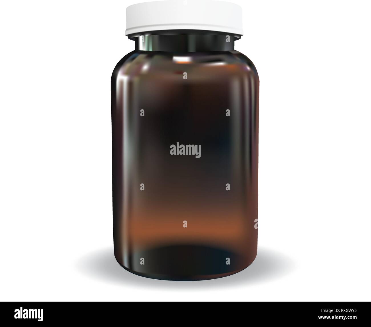 Vettore ambra marrone bottiglia con capsula di chiusura in plastica bianca Illustrazione Vettoriale