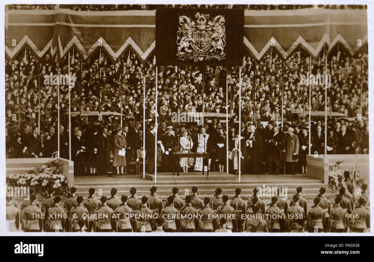 Re Giorgio VI alla cerimonia di apertura - Empire Exhibition Foto Stock